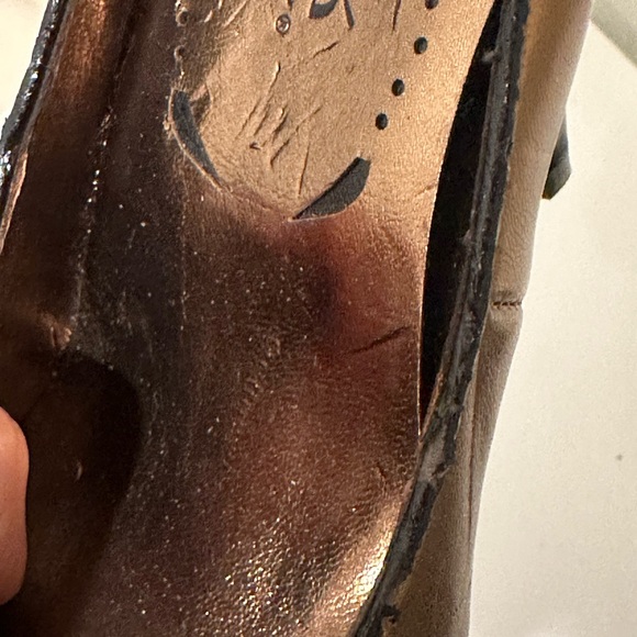 J. Renee Gold Bronze High Heel. Square Jewel Square Toe Vintage Look Sz 7. - Picture 10 of 16